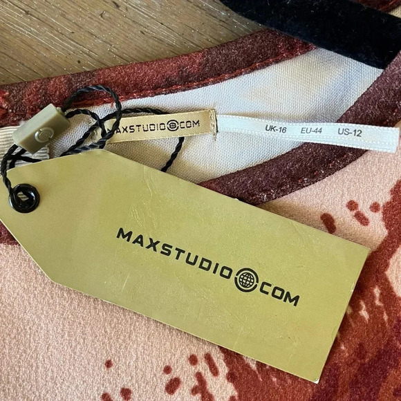 NWT Max Studio Abstract Red & Orange Shift Dress US Size 12 - Picture 6 of 8